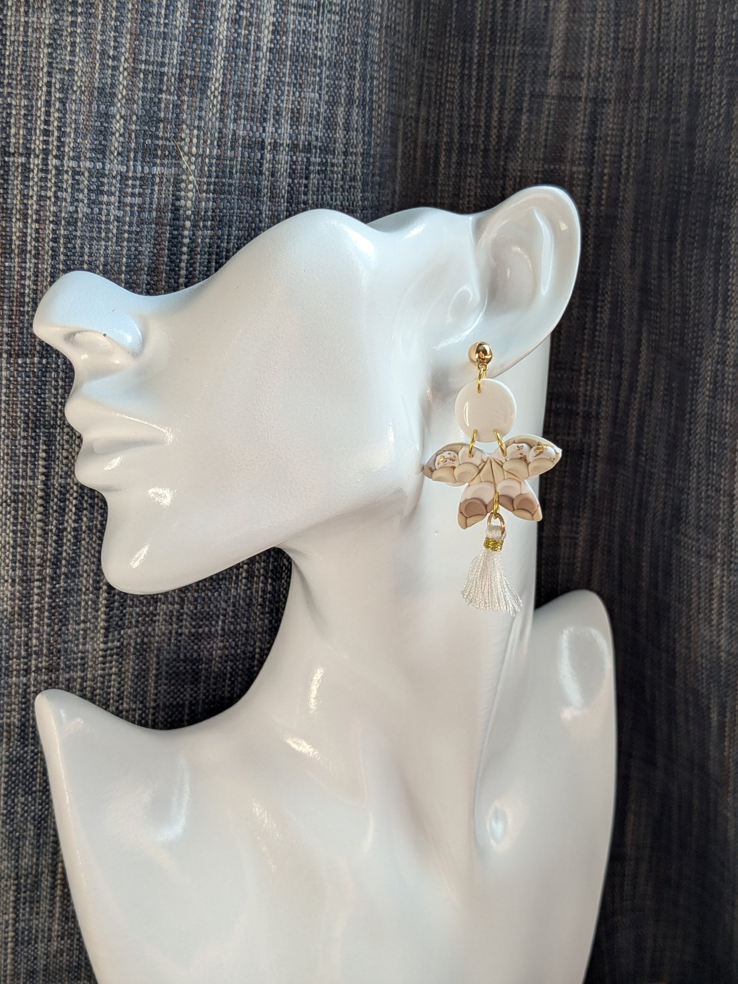 White Botanical Tassel Dangle