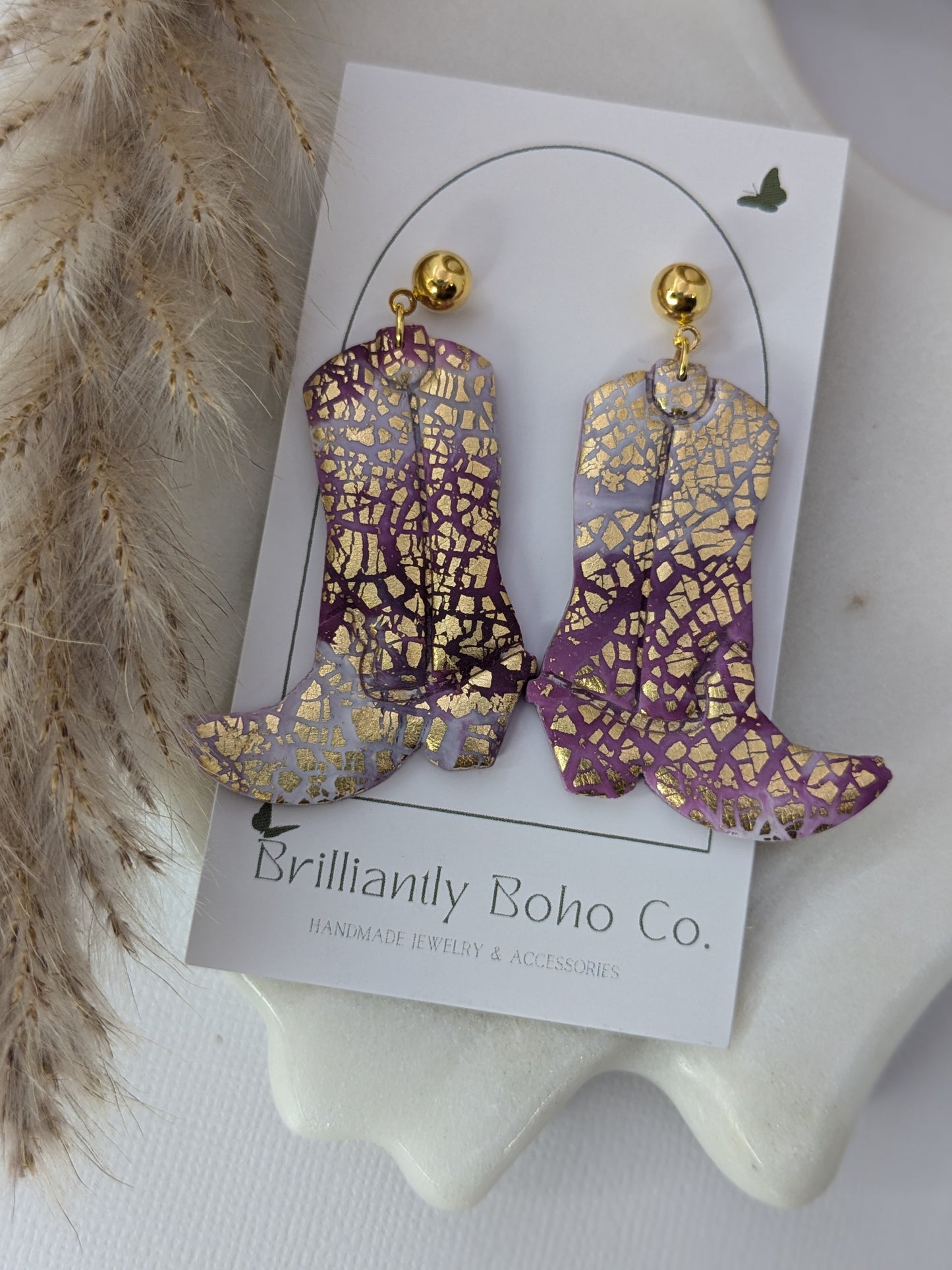 Boho Boots Purple and Gold