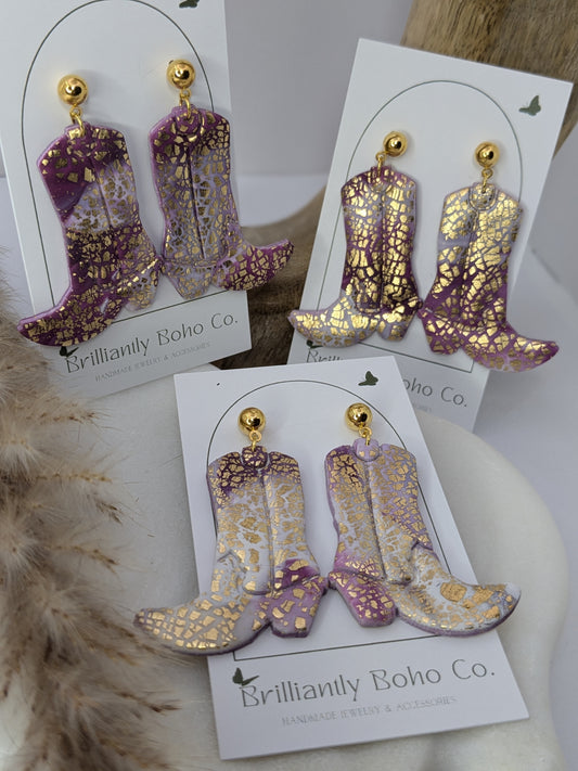 Boho Boots Purple and Gold