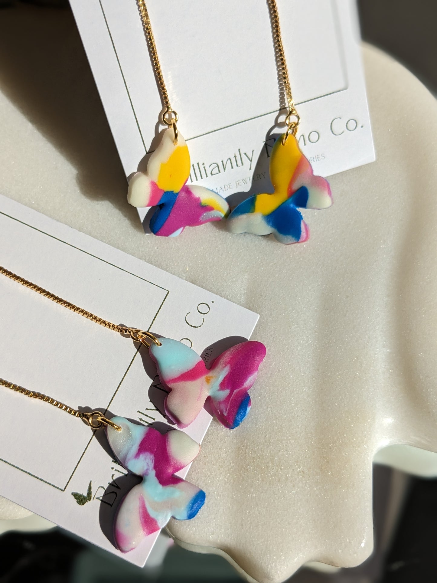 Rainbow Tie Dye Butterfly Threader Earrings