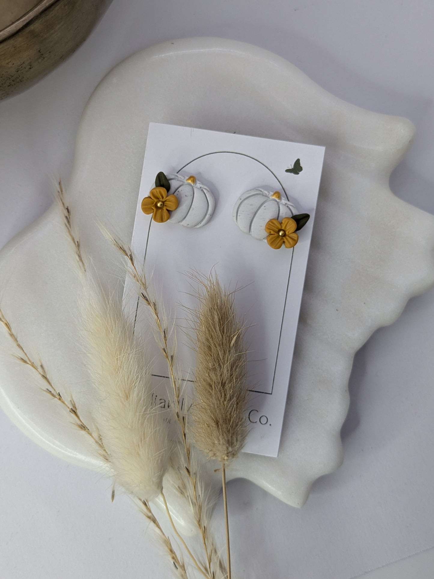 Petite Pumpkin Studs with Flower