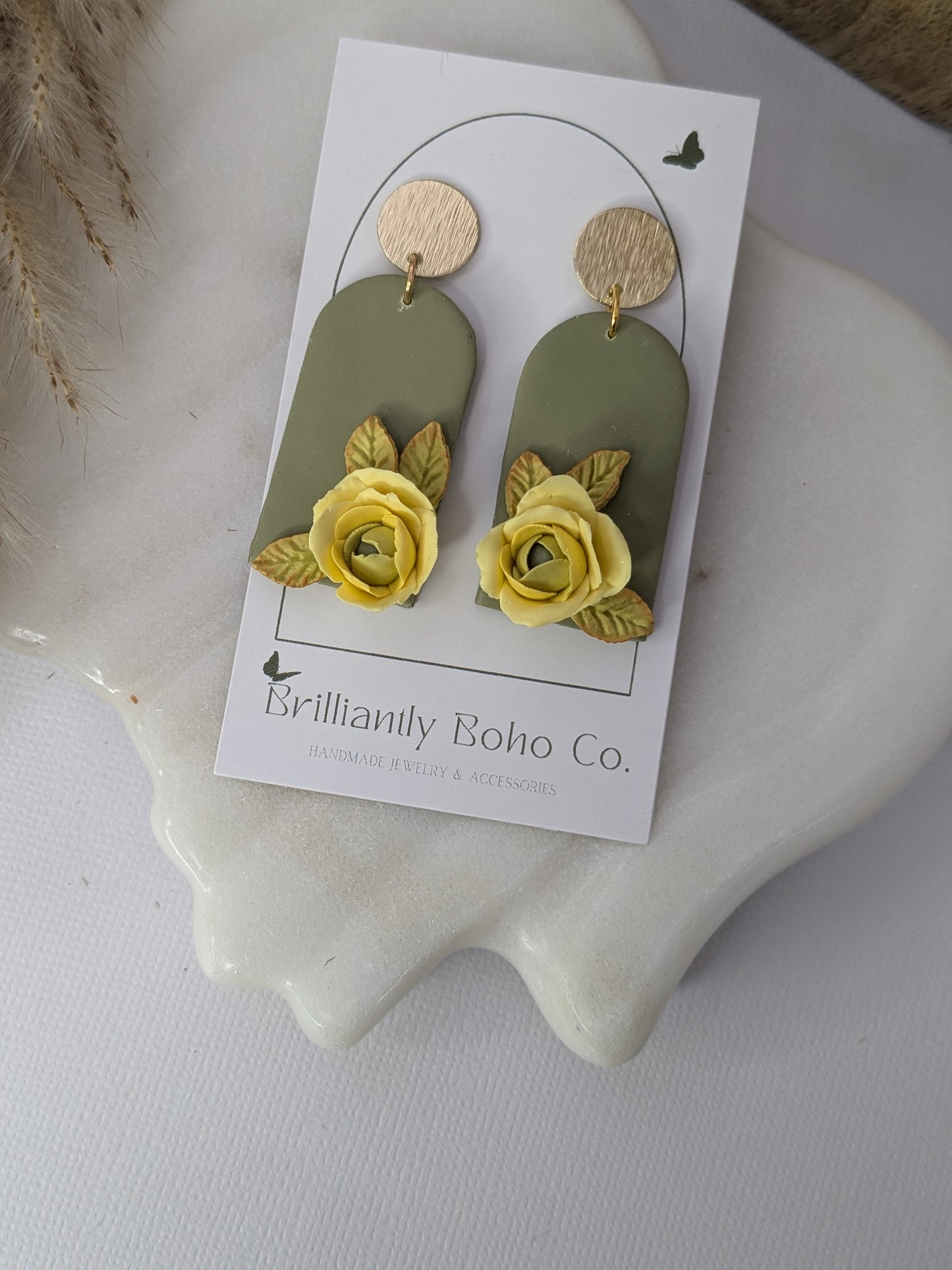 Sage Green Rose Dangles