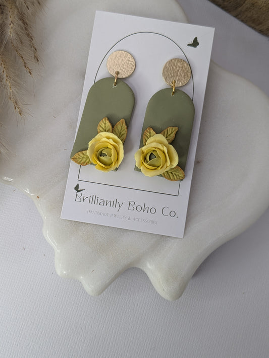 Sage Green Rose Dangles