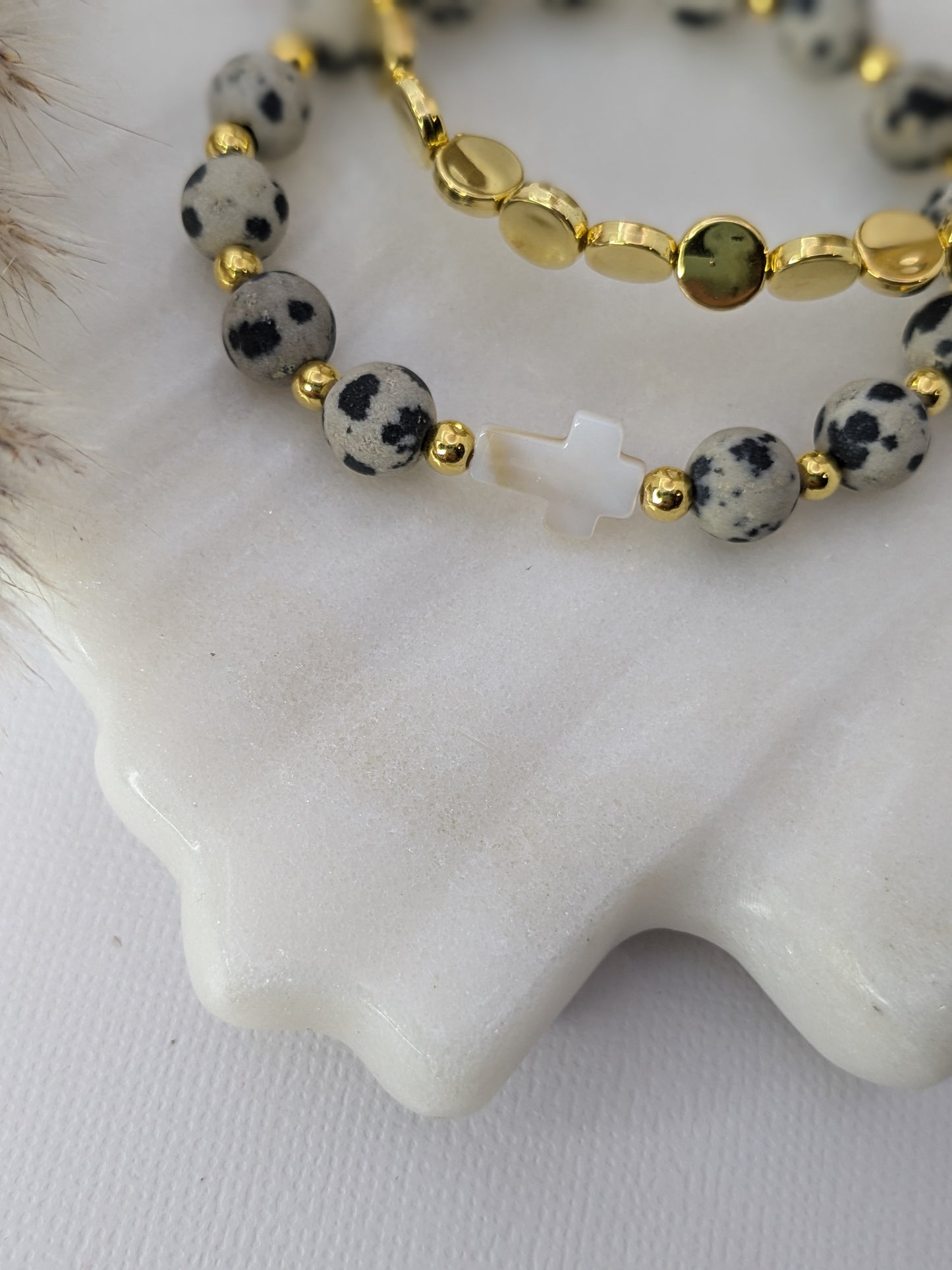 Natural Shell Cross Stretch Bracelet Sets