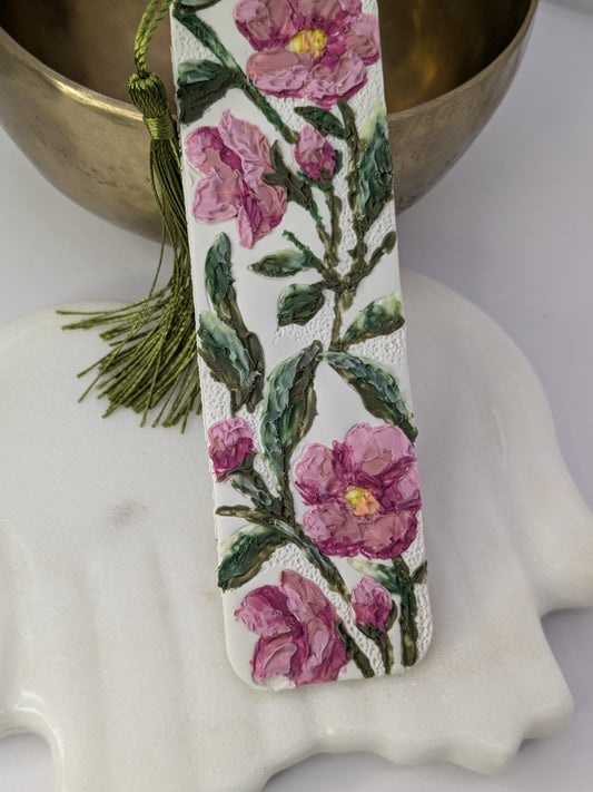 Hand Painted Wild Rose Bookmark