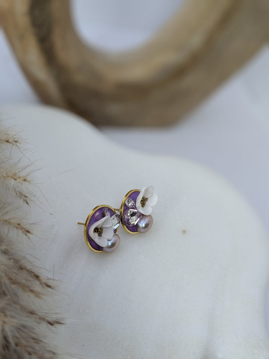 Mixed Medium Floral And Diamond Studs