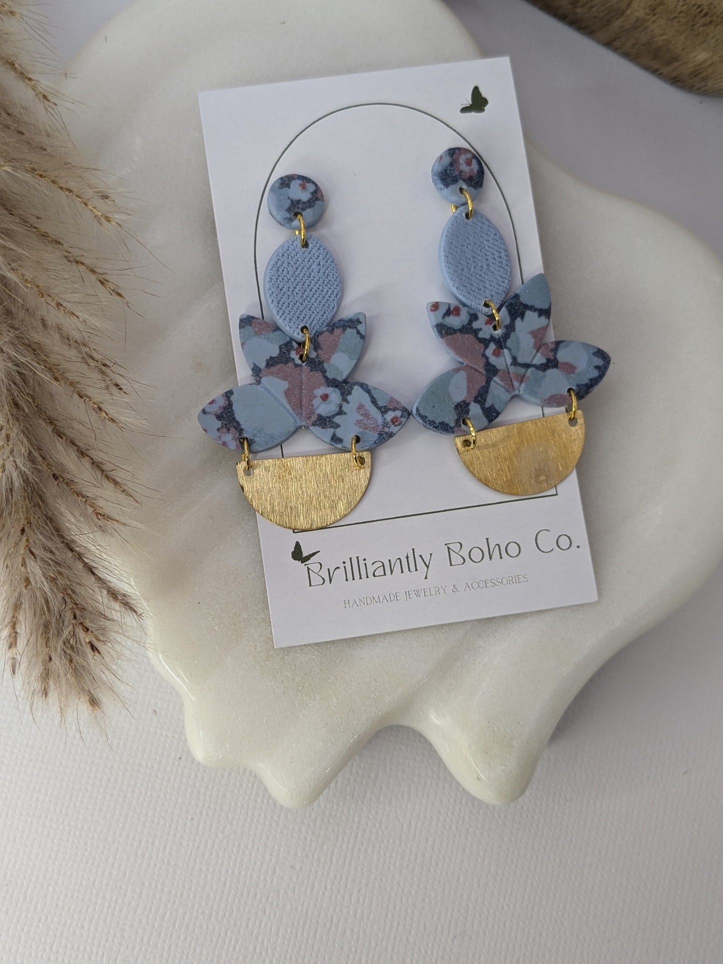 Sky Blue Floral Dangles