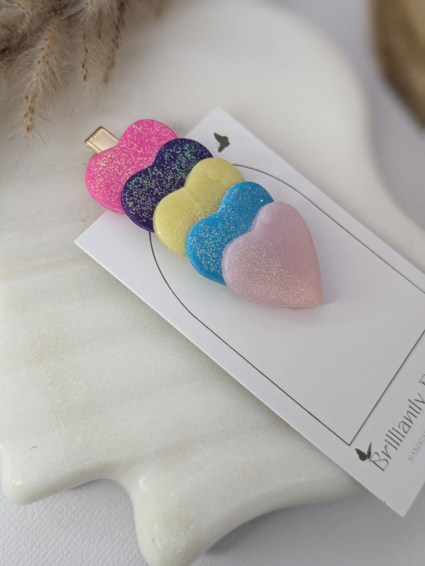 Rainbow Heart Hair Clip