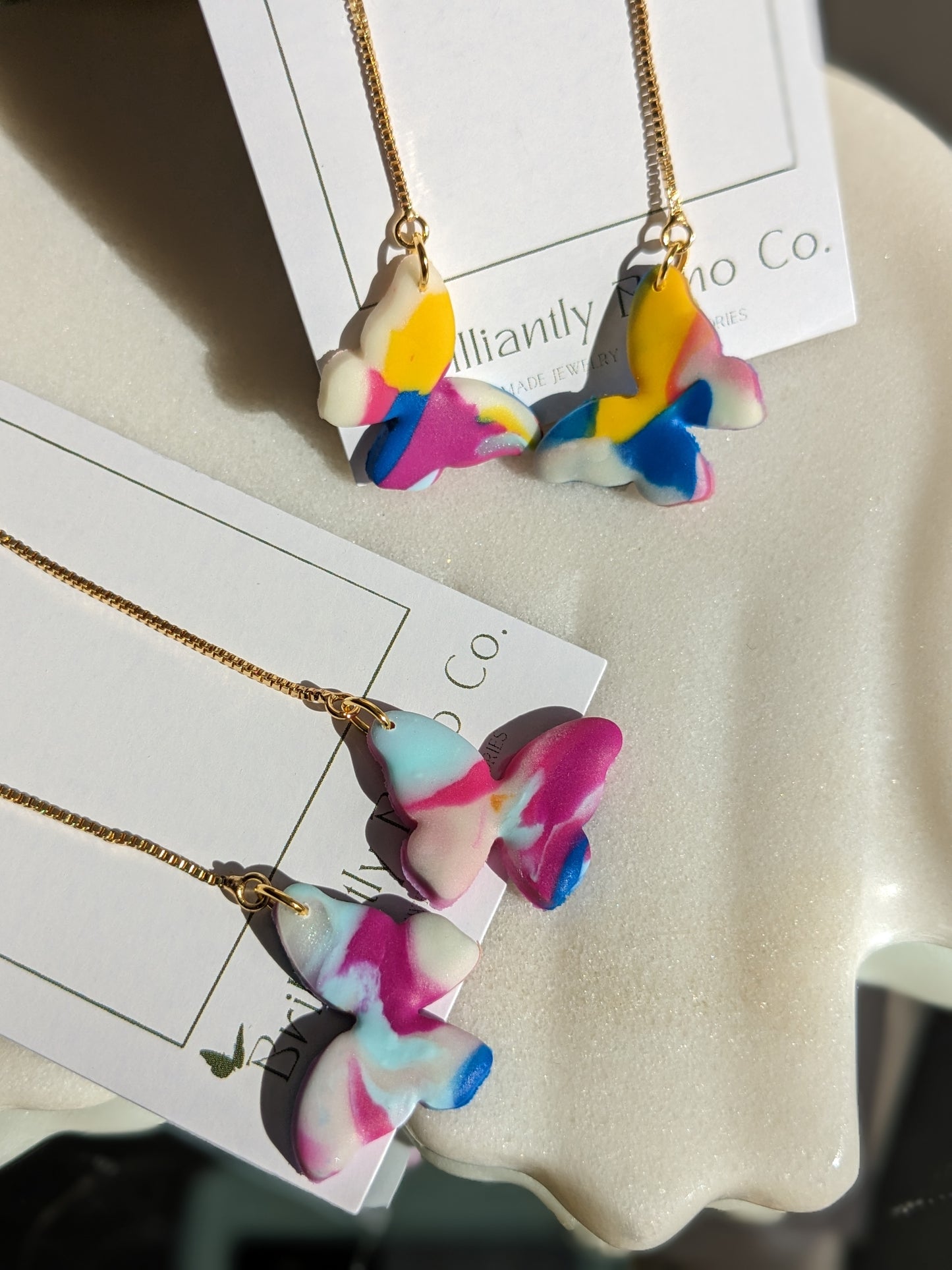 Rainbow Tie Dye Butterfly Threader Earrings