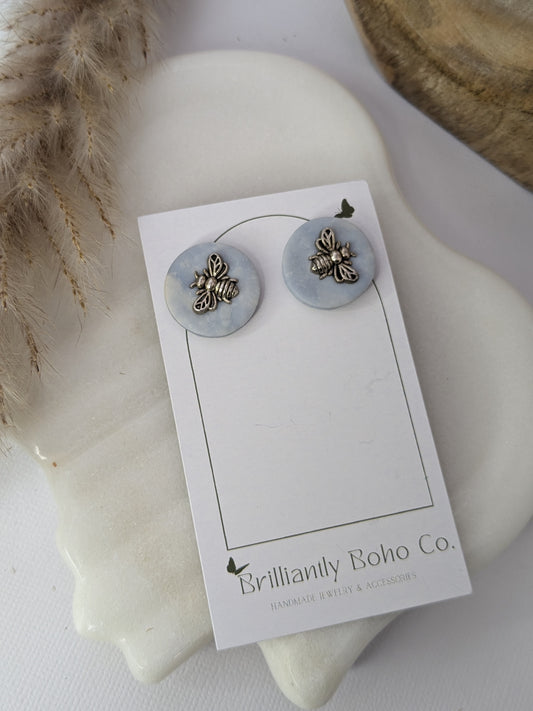 Blue Bumblebee Studs