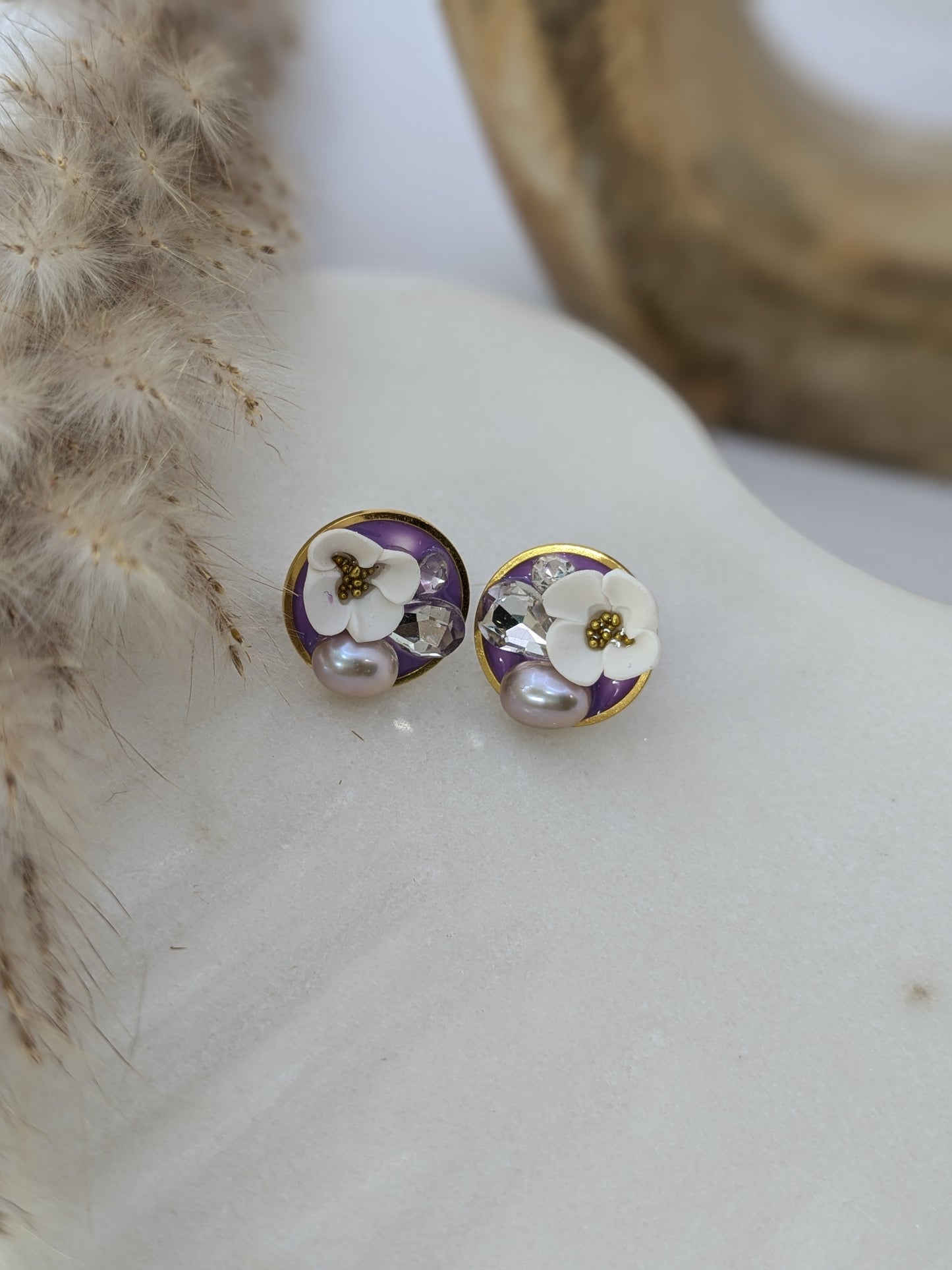 Mixed Medium Floral And Diamond Studs