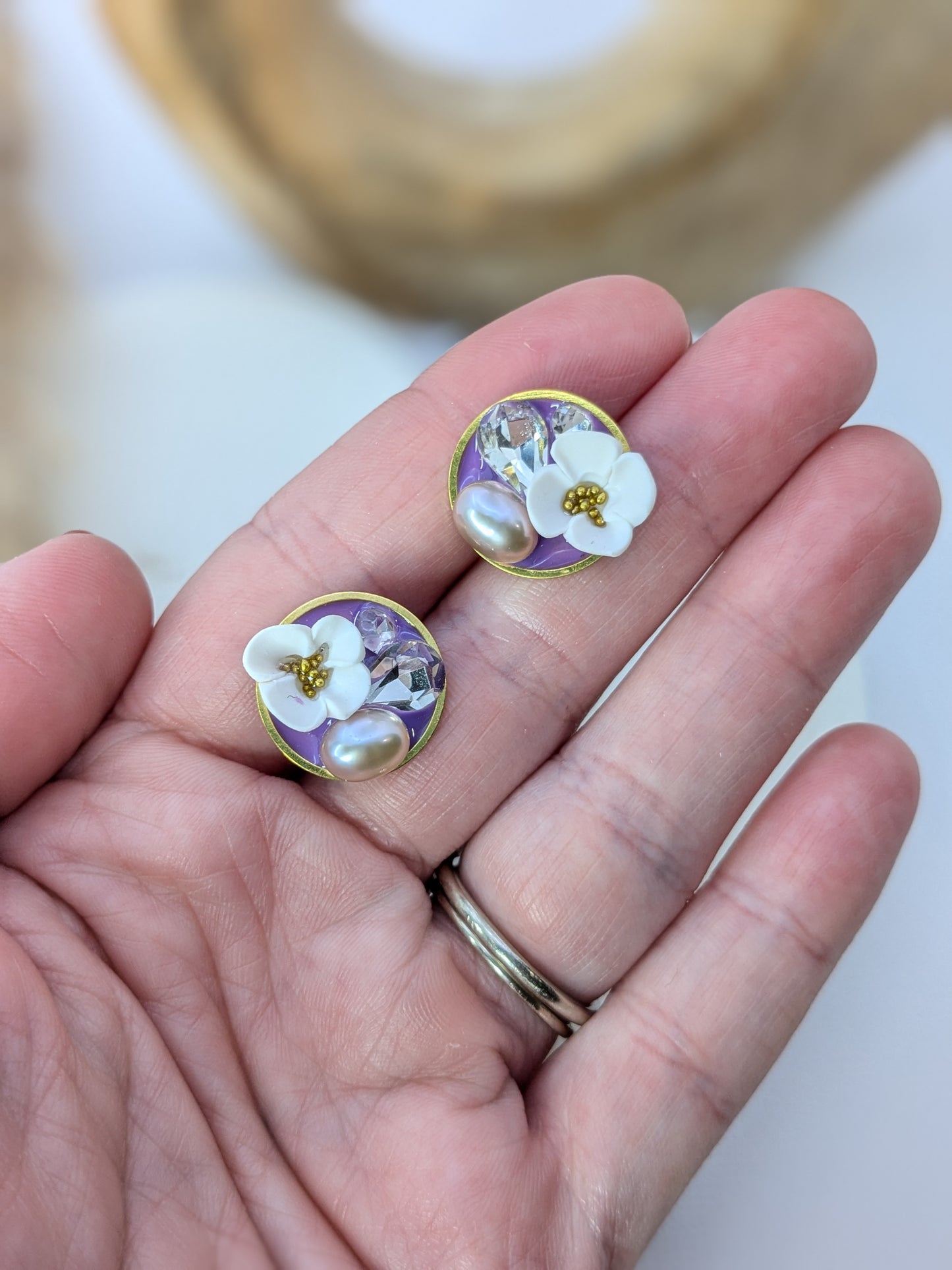 Mixed Medium Floral And Diamond Studs